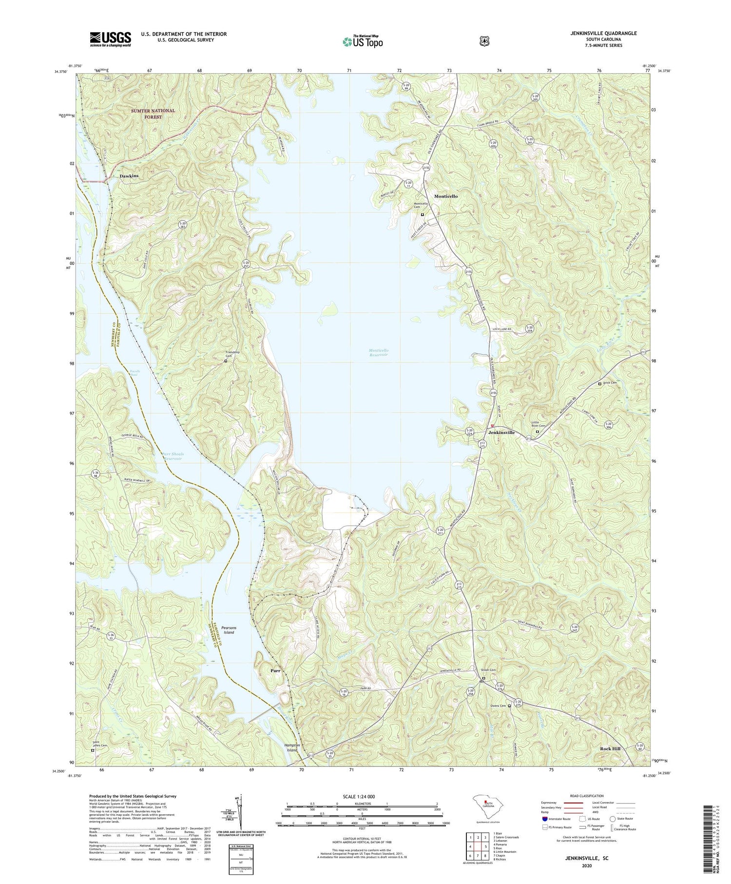 Jenkinsville South Carolina US Topo Map Image