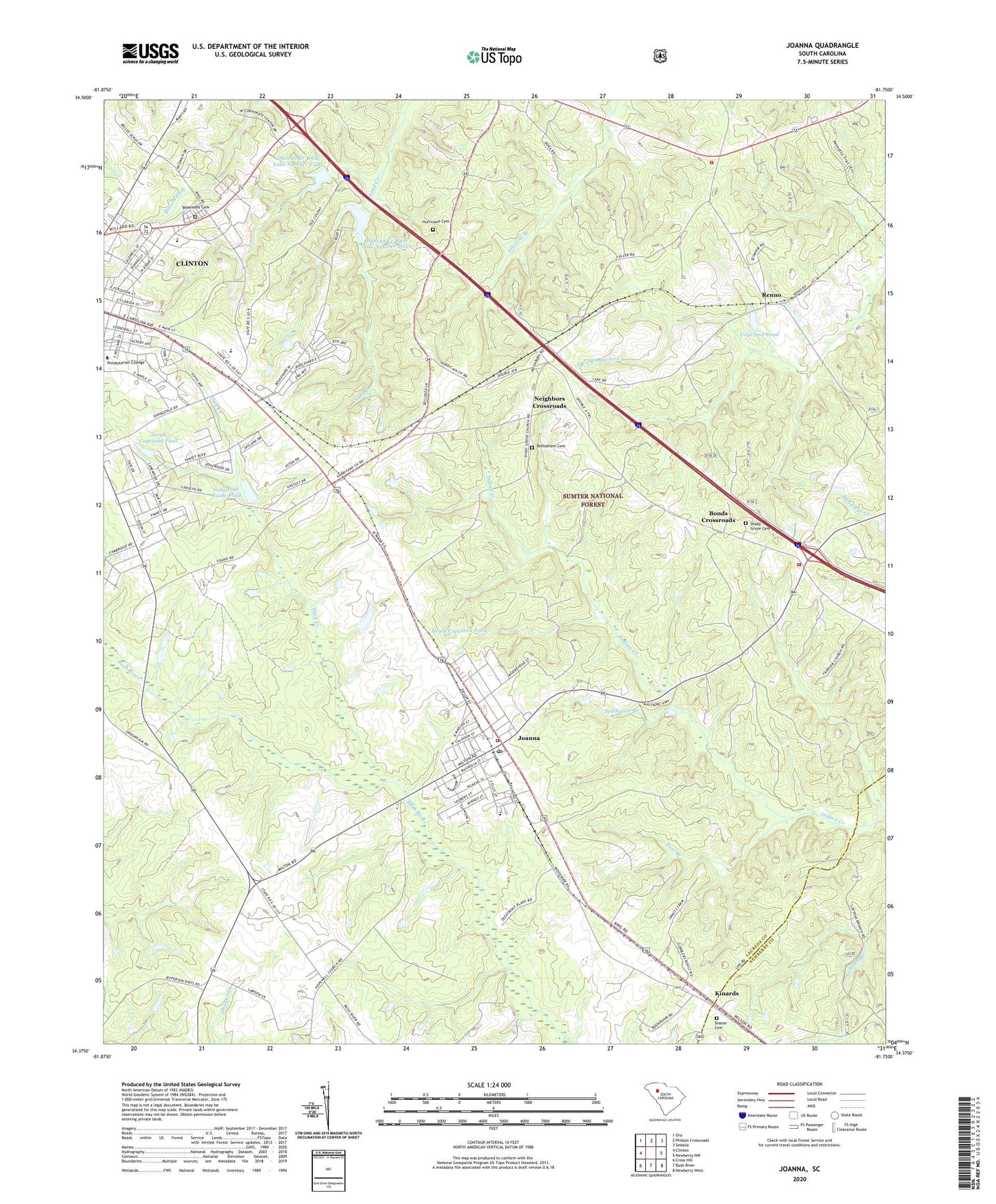 Joanna South Carolina US Topo Map Image