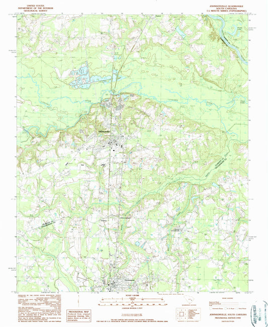 Classic USGS Johnsonville South Carolina 7.5'x7.5' Topo Map Image