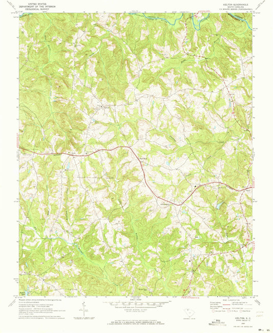 Classic USGS Kelton South Carolina 7.5'x7.5' Topo Map Image