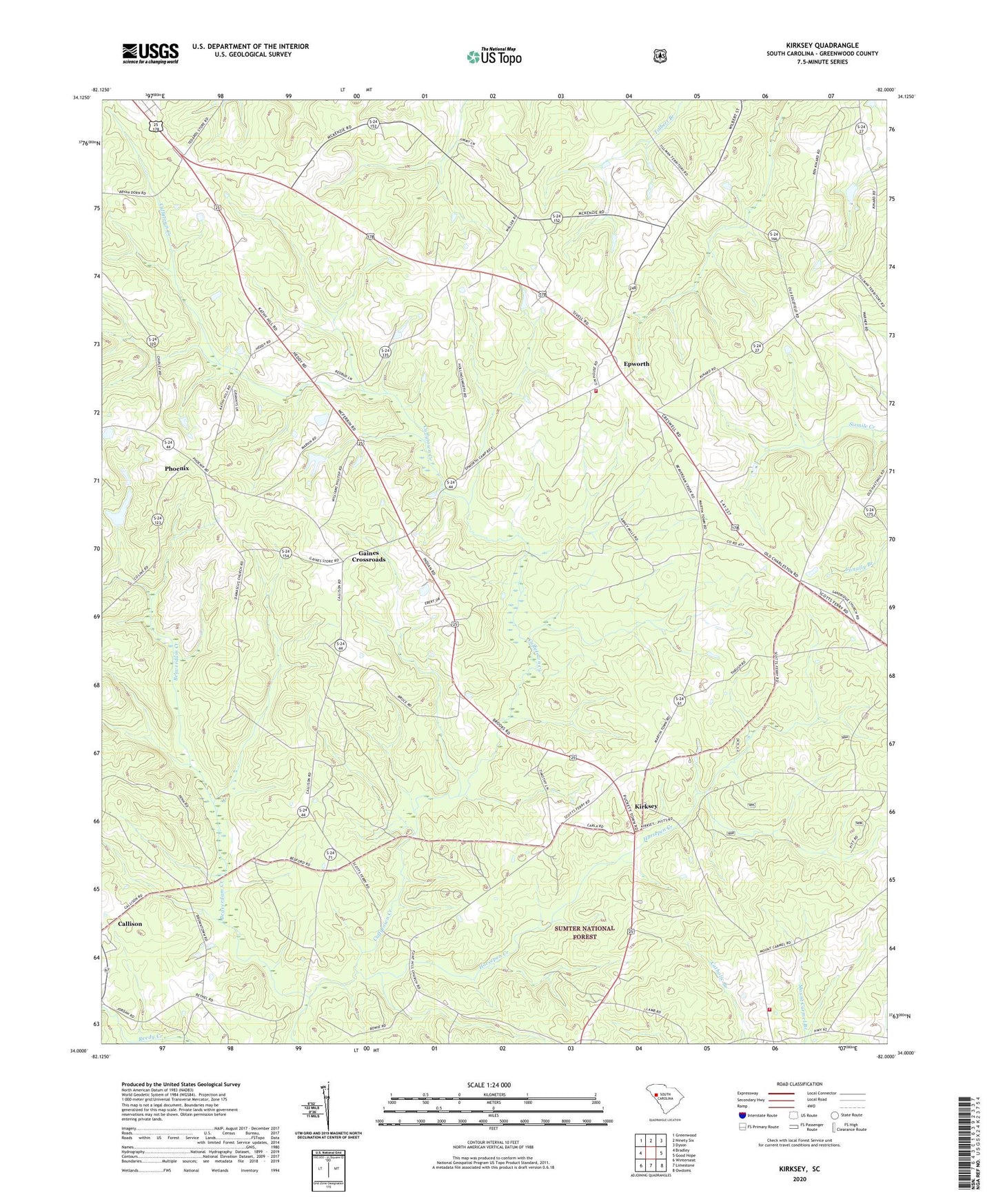 Kirksey South Carolina US Topo Map Image