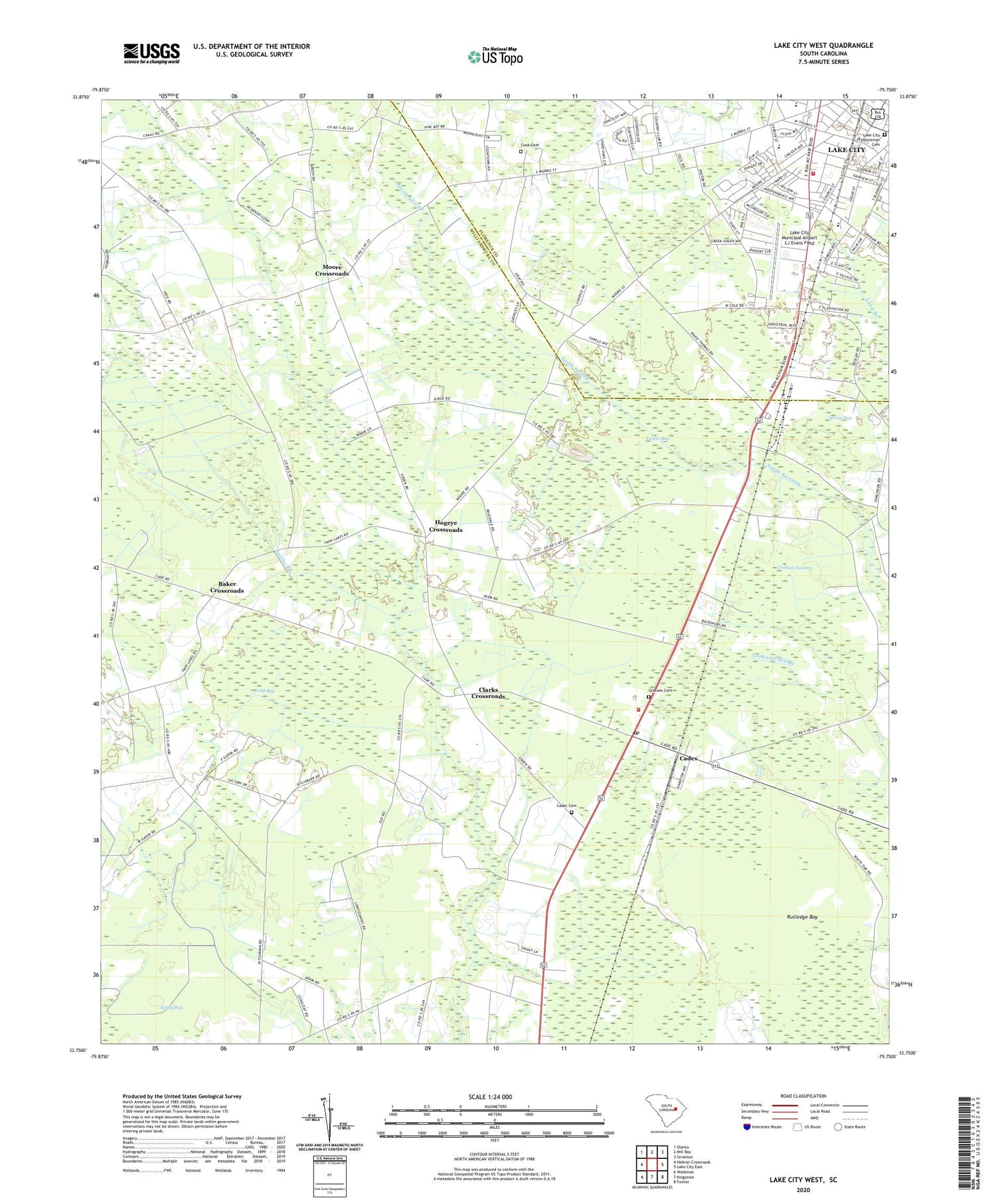 Lake City West South Carolina US Topo Map Image