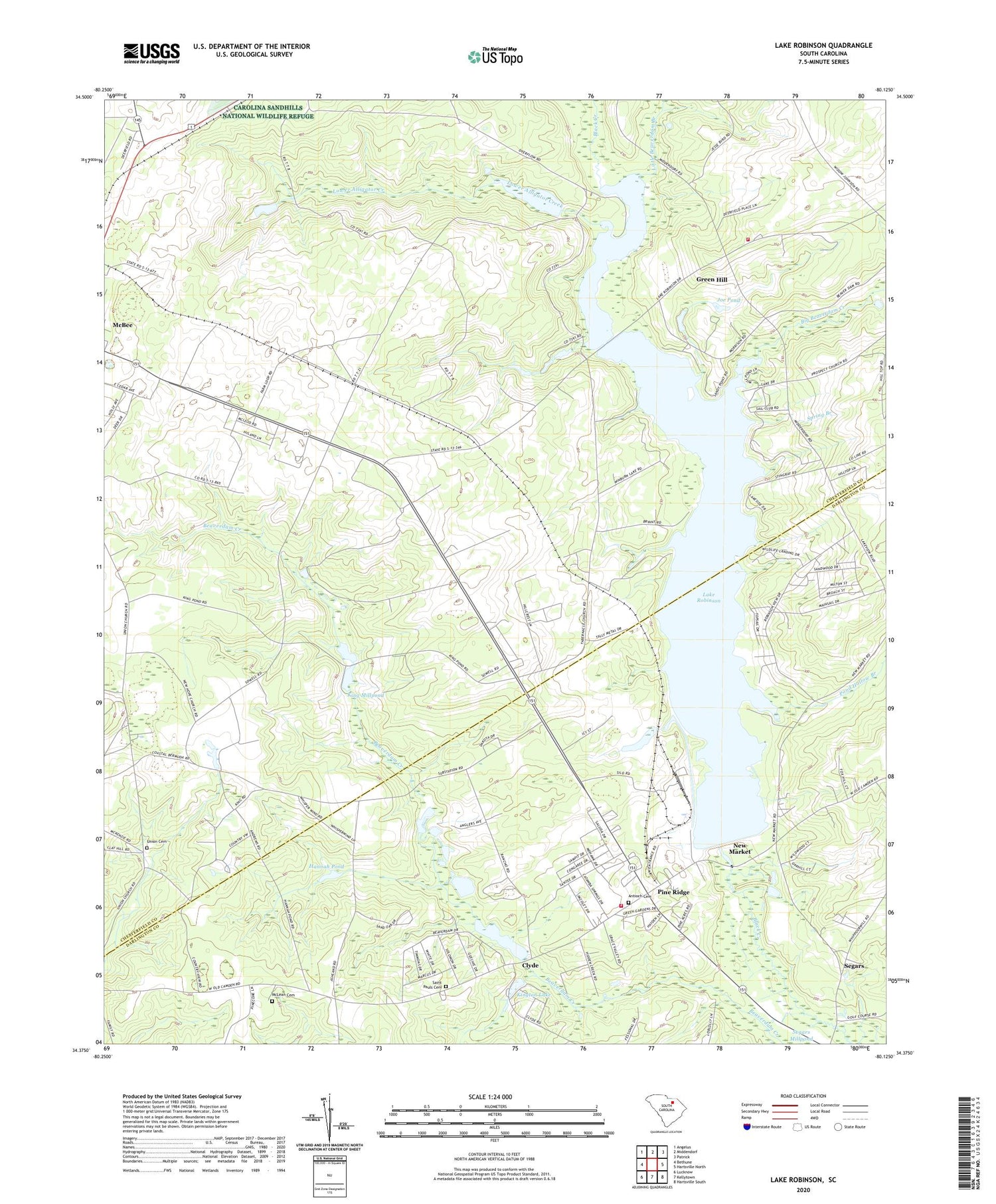 Lake Robinson South Carolina US Topo Map Image