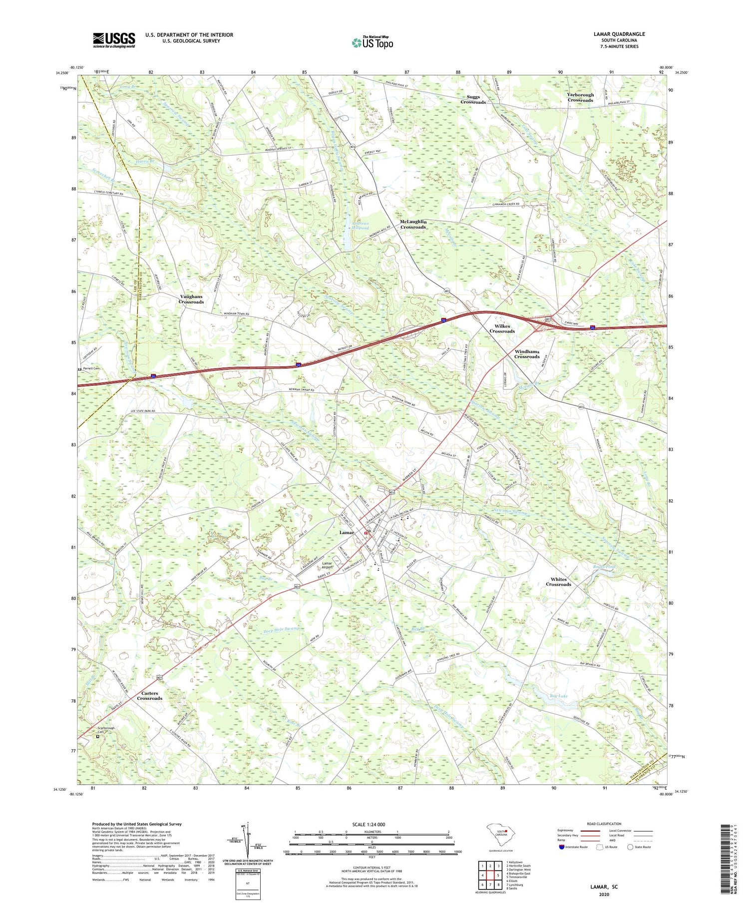 Lamar South Carolina US Topo Map Image