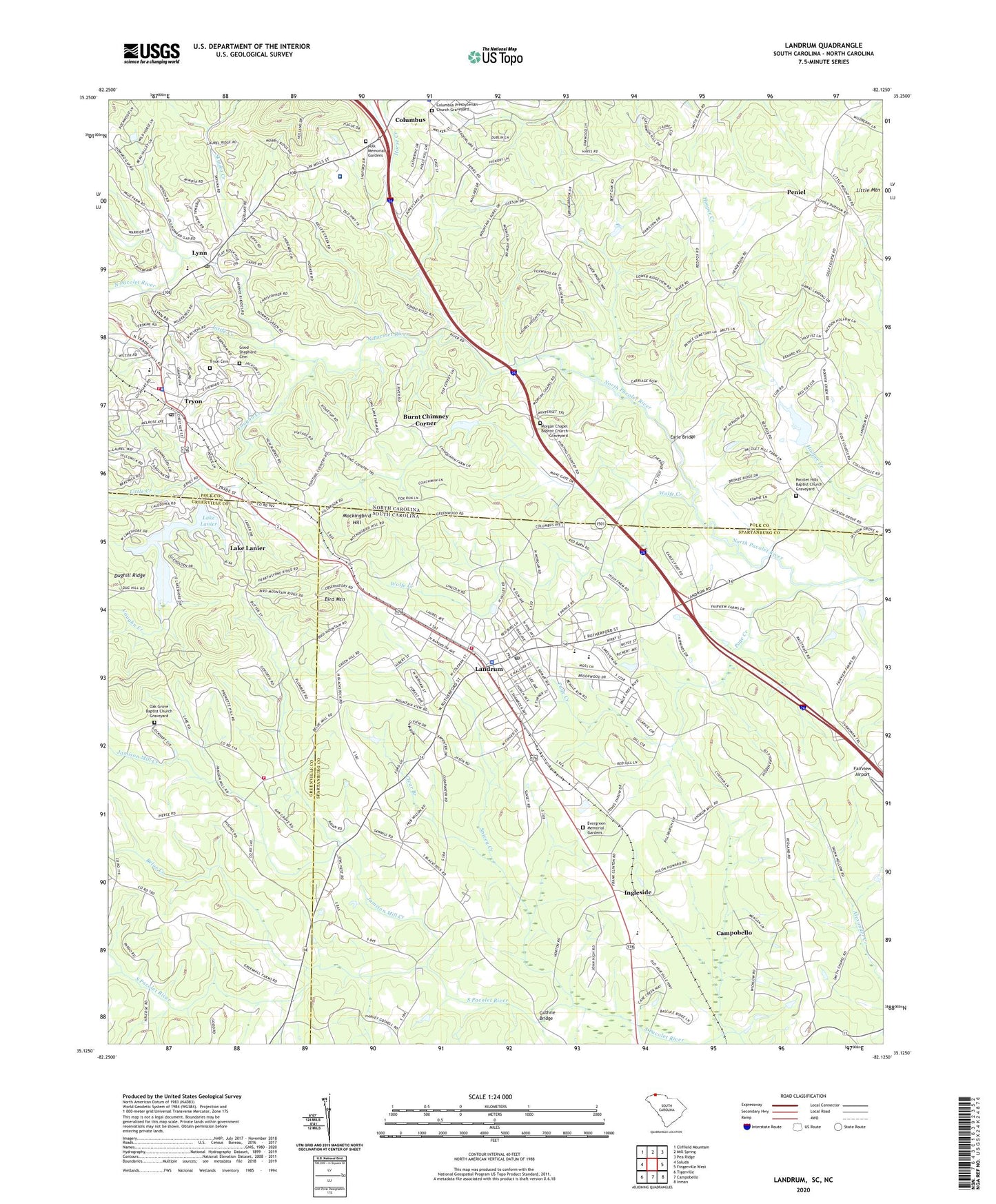 Landrum South Carolina US Topo Map Image