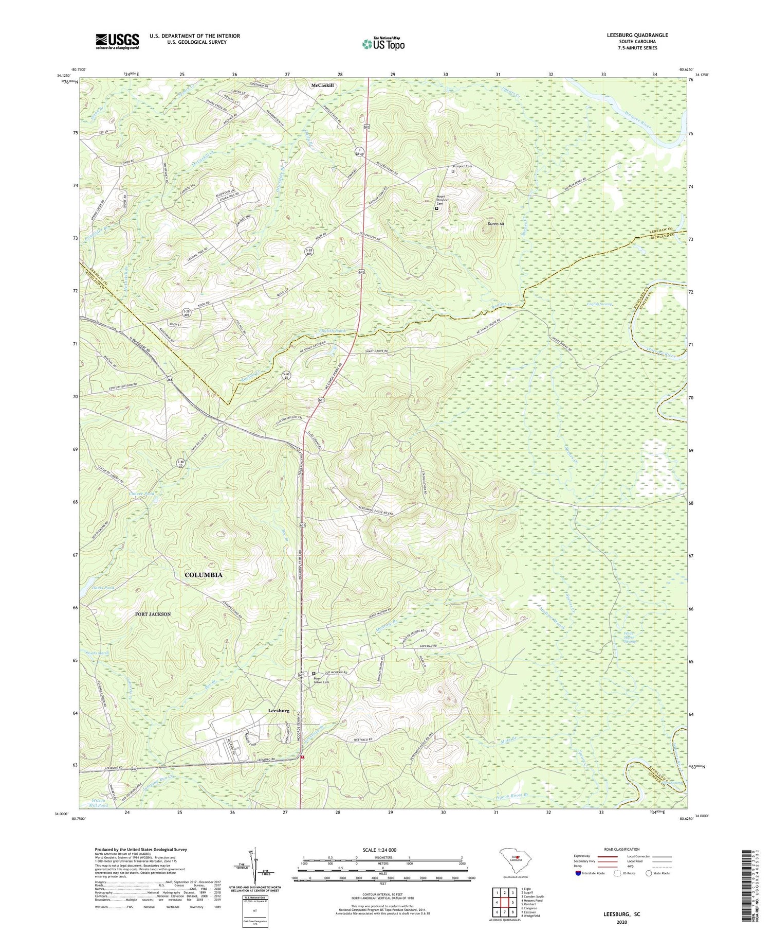 Leesburg South Carolina US Topo Map Image