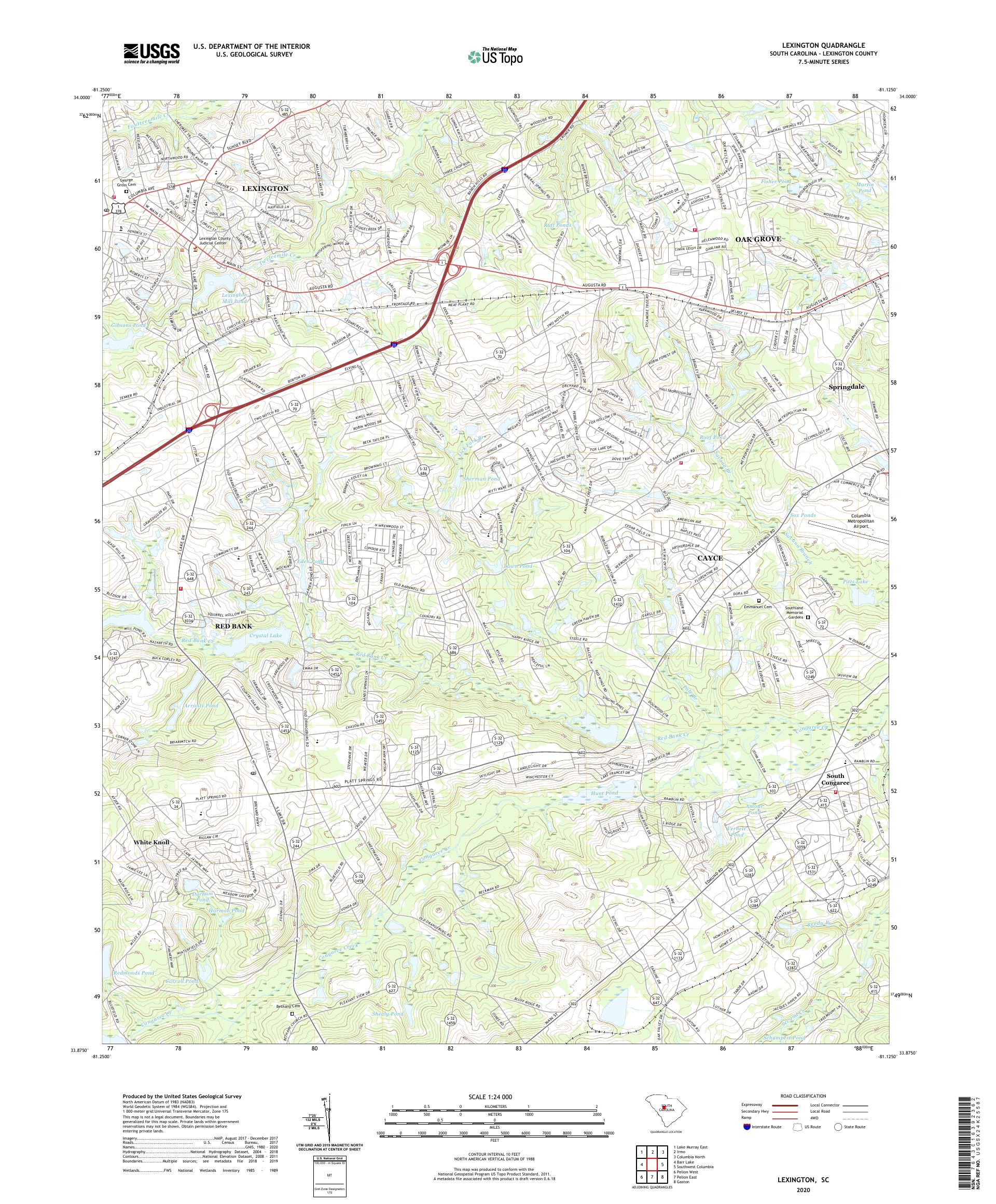 Lexington South Carolina US Topo Map – MyTopo Map Store