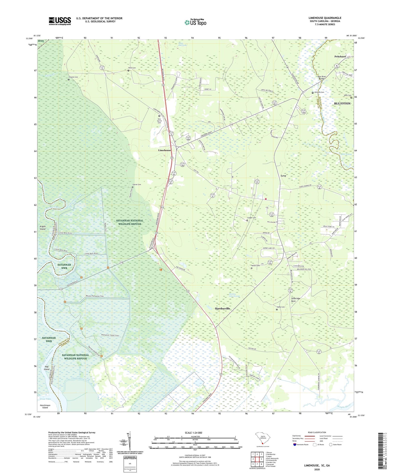 Limehouse South Carolina US Topo Map Image