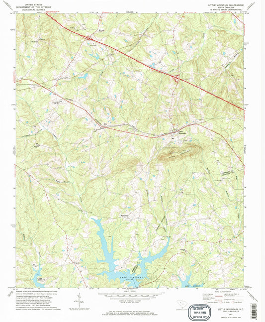 Classic USGS Little Mountain South Carolina 7.5'x7.5' Topo Map Image