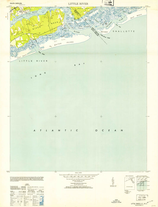 Classic USGS Little River South Carolina 7.5'x7.5' Topo Map Image