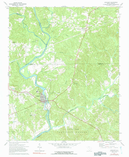 Classic USGS Lockhart South Carolina 7.5'x7.5' Topo Map Image