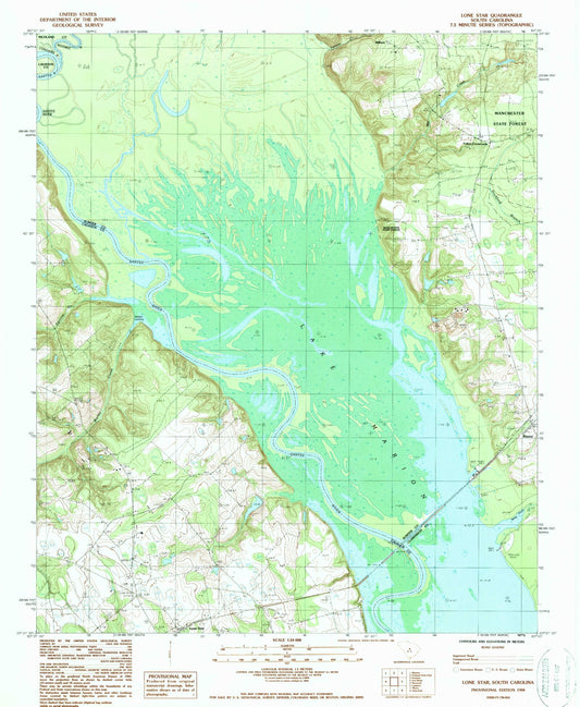 Classic USGS Lone Star South Carolina 7.5'x7.5' Topo Map Image
