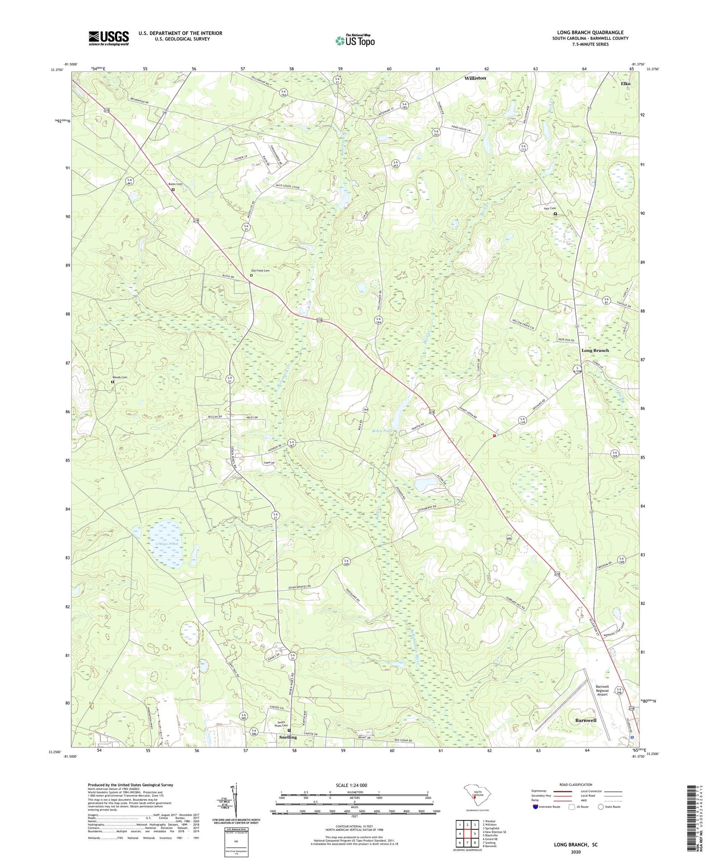 Long Branch South Carolina US Topo Map Image