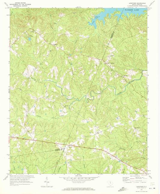 Classic USGS Longtown South Carolina 7.5'x7.5' Topo Map Image