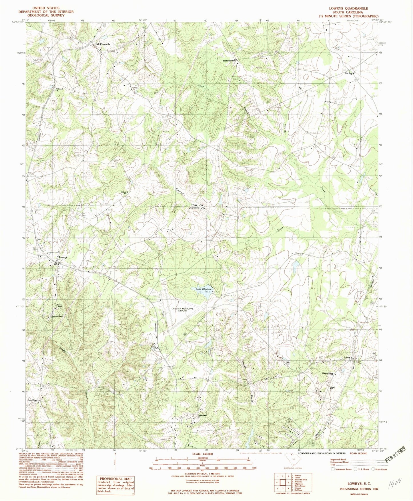 Classic USGS Lowrys South Carolina 7.5'x7.5' Topo Map Image