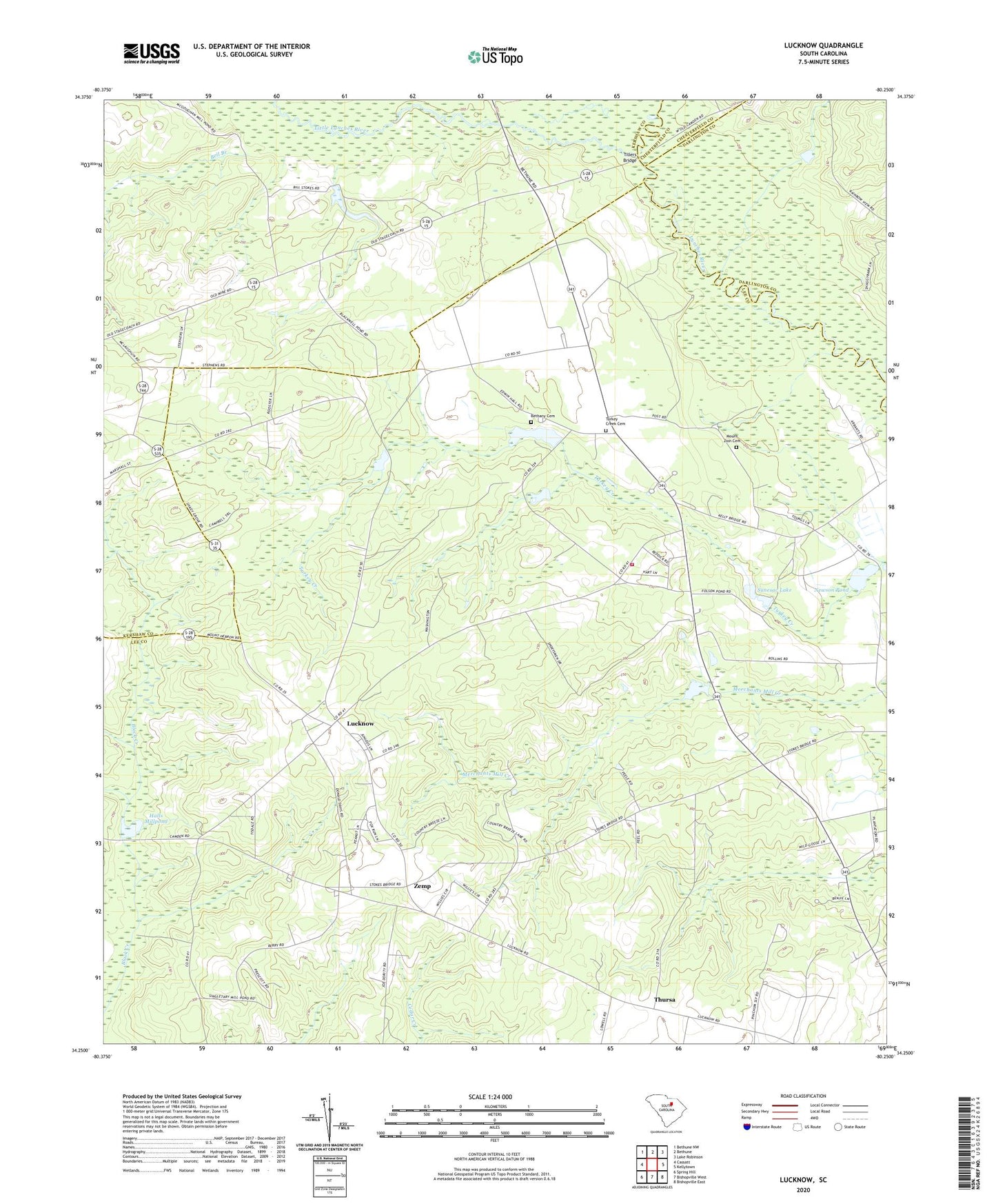 Lucknow South Carolina US Topo Map Image