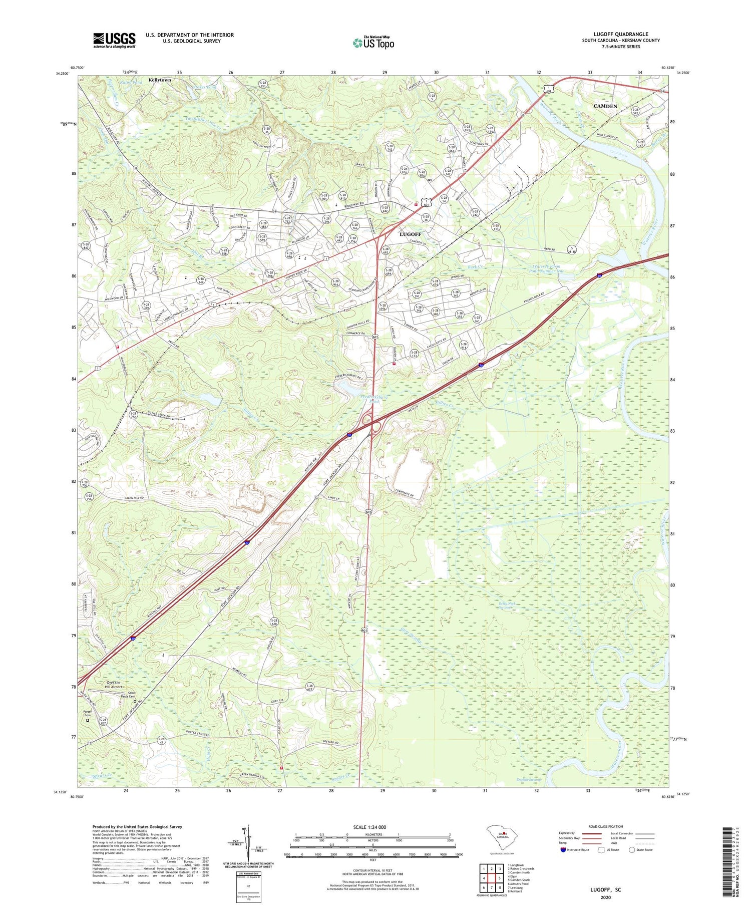 Lugoff South Carolina US Topo Map Image