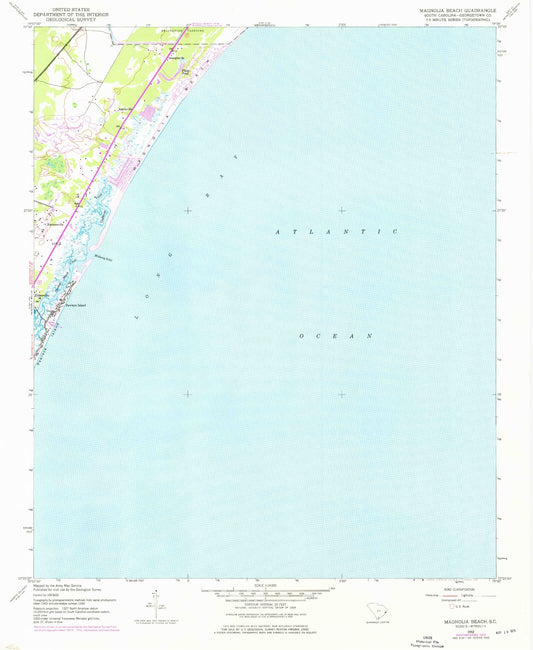 Classic USGS Magnolia Beach South Carolina 7.5'x7.5' Topo Map Image