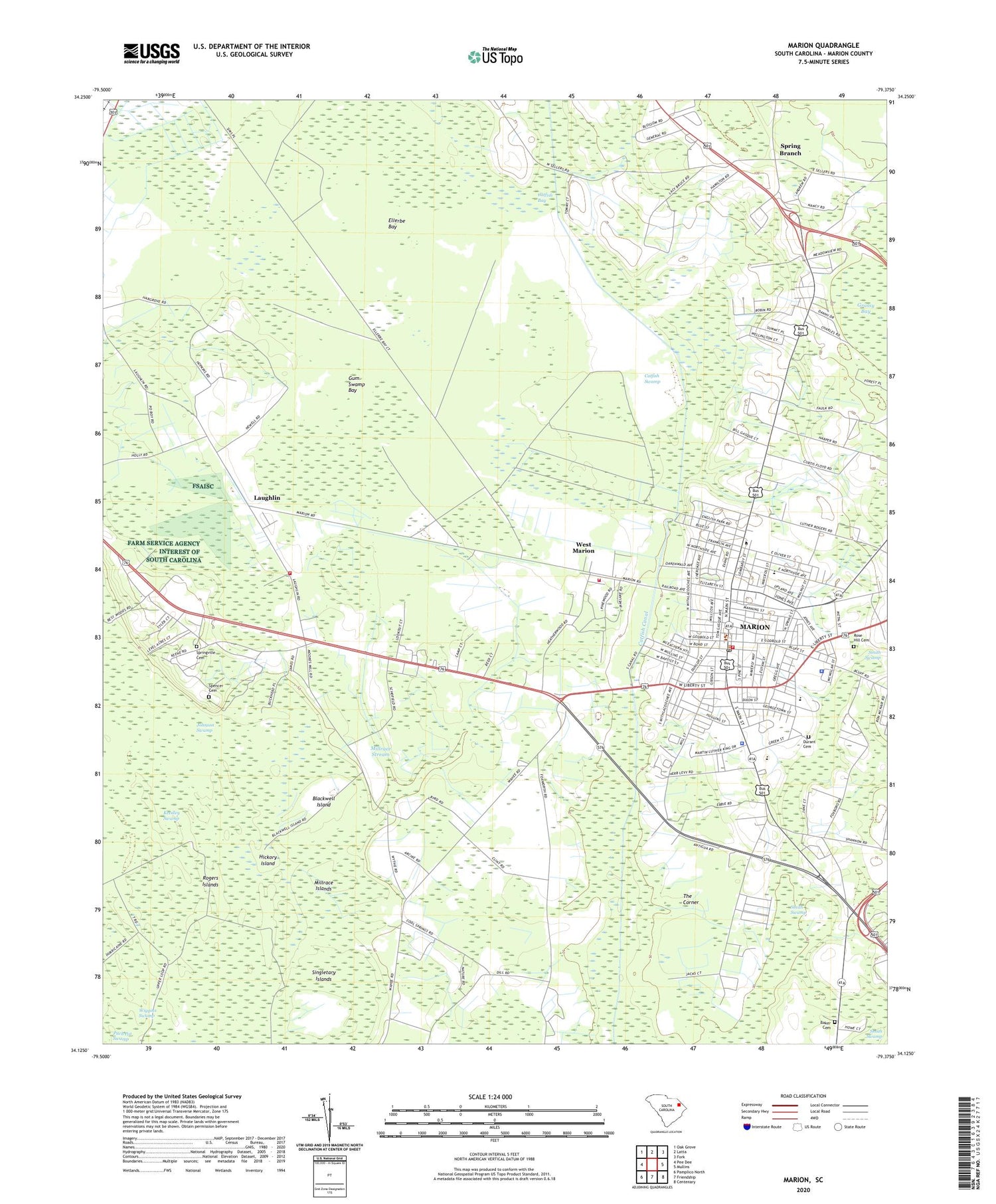 Marion South Carolina US Topo Map Image