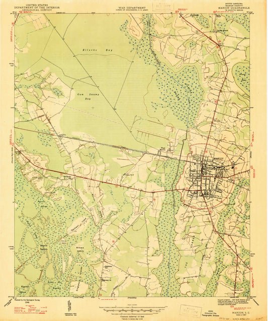 Classic USGS Marion South Carolina 7.5'x7.5' Topo Map Image
