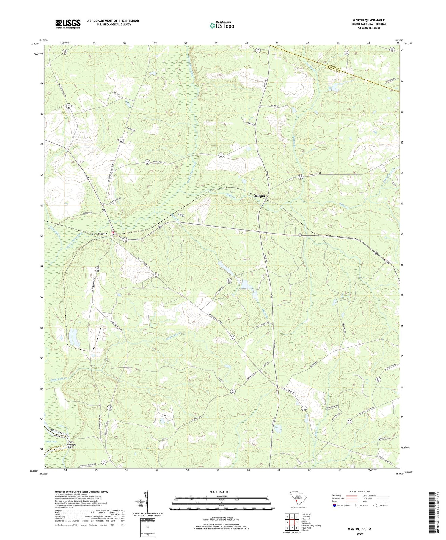 Martin South Carolina US Topo Map Image
