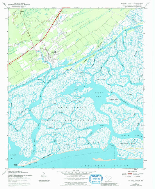 Classic USGS McClellanville South Carolina 7.5'x7.5' Topo Map Image