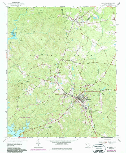 Classic USGS McCormick South Carolina 7.5'x7.5' Topo Map Image