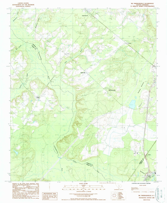 Classic USGS McPhersonville South Carolina 7.5'x7.5' Topo Map Image