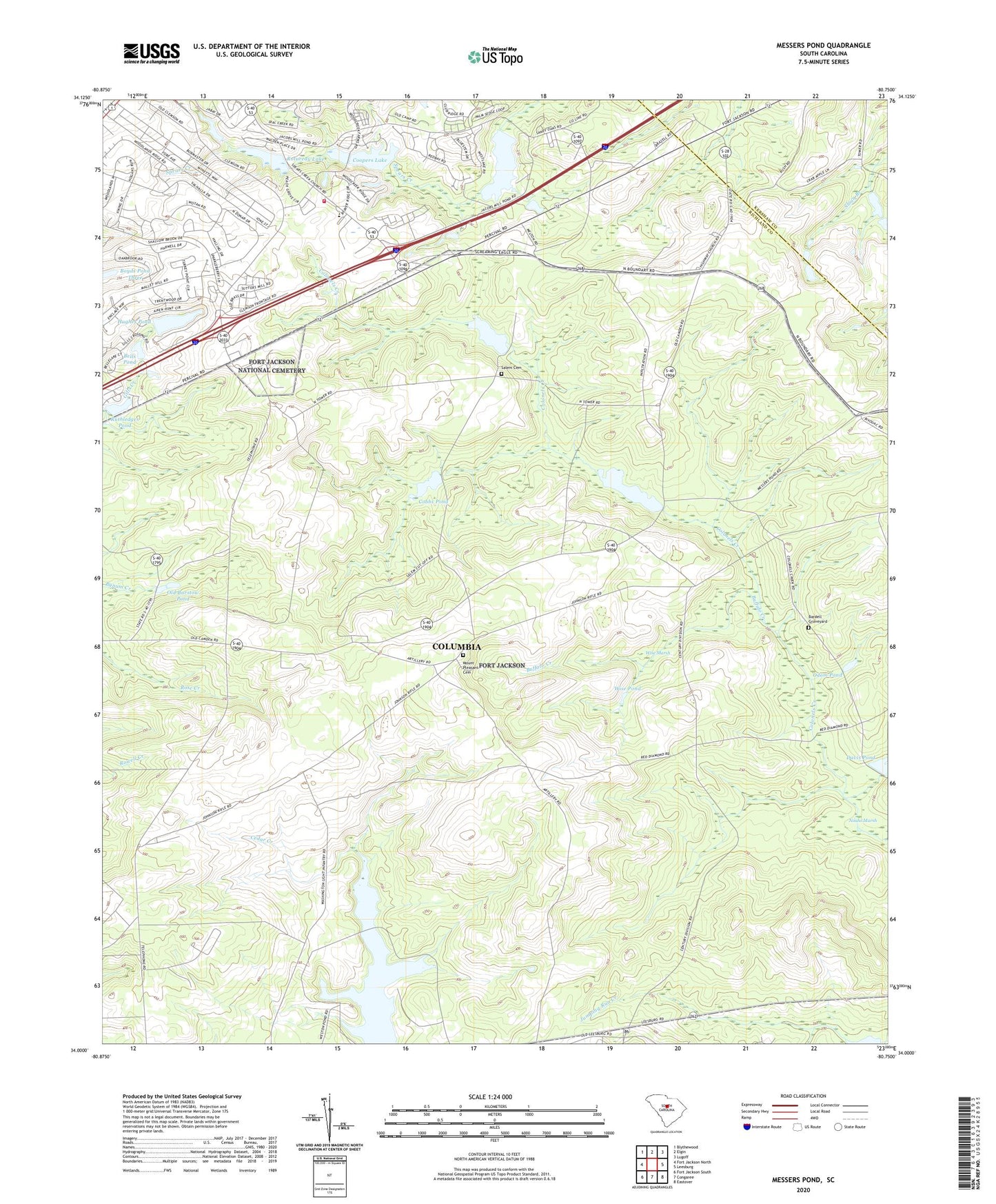 Messers Pond South Carolina US Topo Map Image