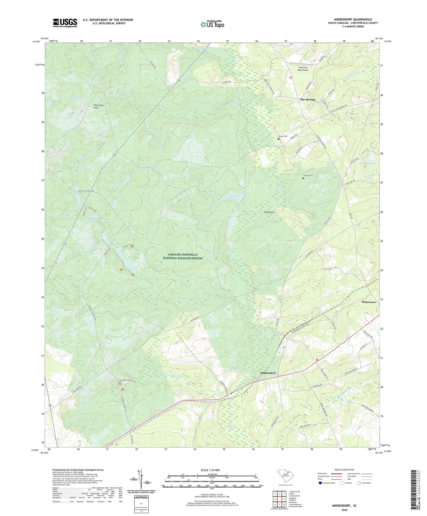 Middendorf South Carolina US Topo Map Image