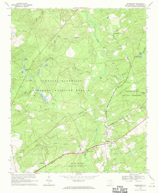 Classic USGS Middendorf South Carolina 7.5'x7.5' Topo Map Image