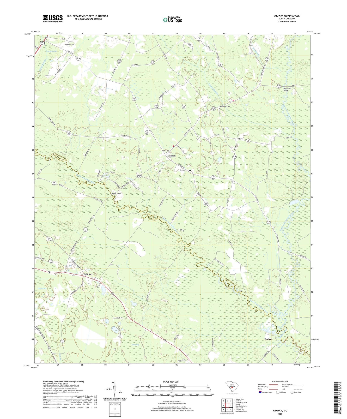 Midway South Carolina US Topo Map Image