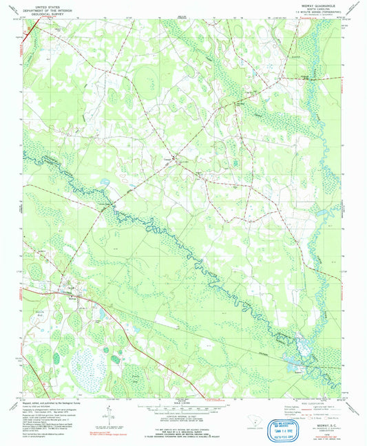 Classic USGS Midway South Carolina 7.5'x7.5' Topo Map Image