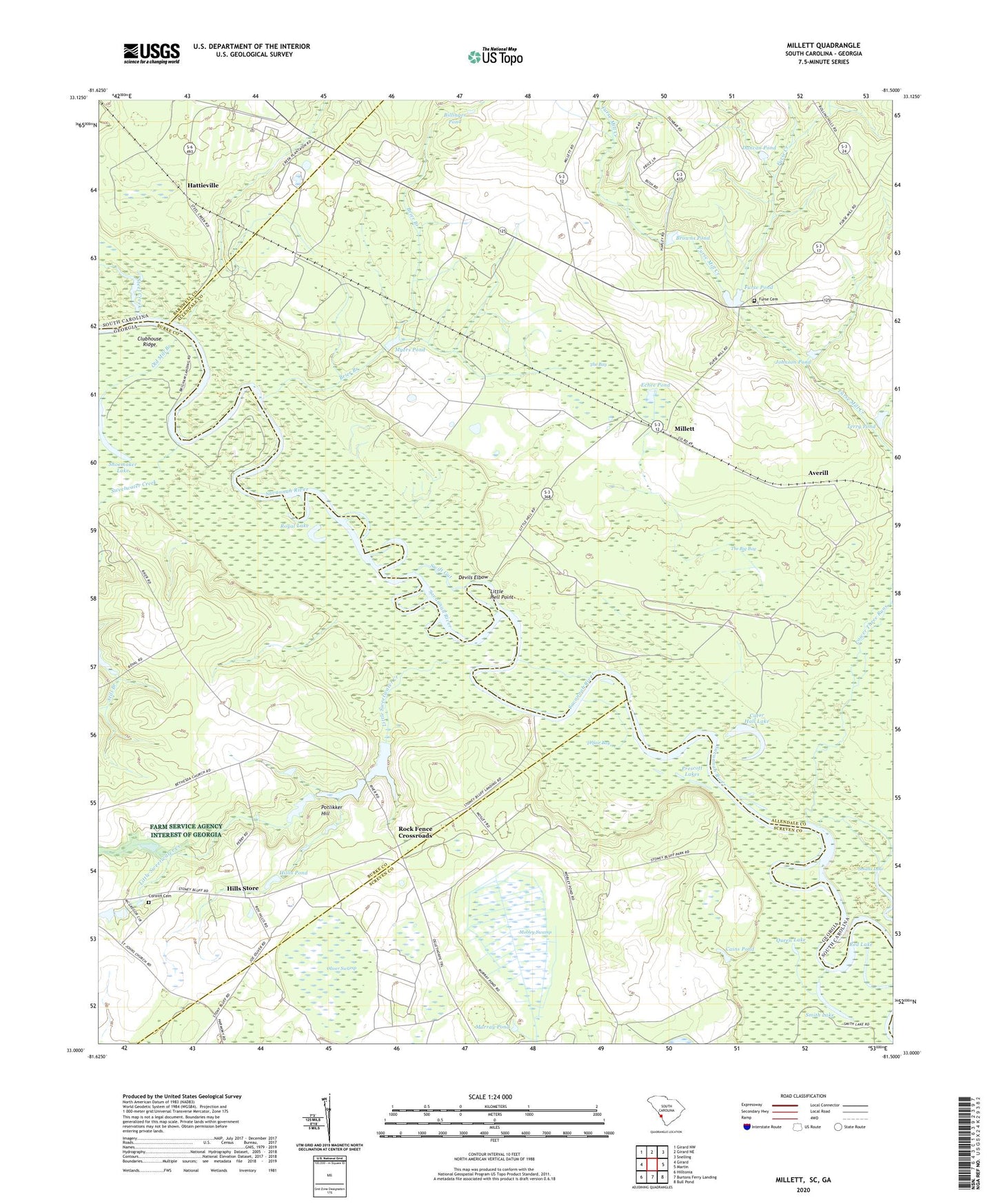 Millett South Carolina US Topo Map Image