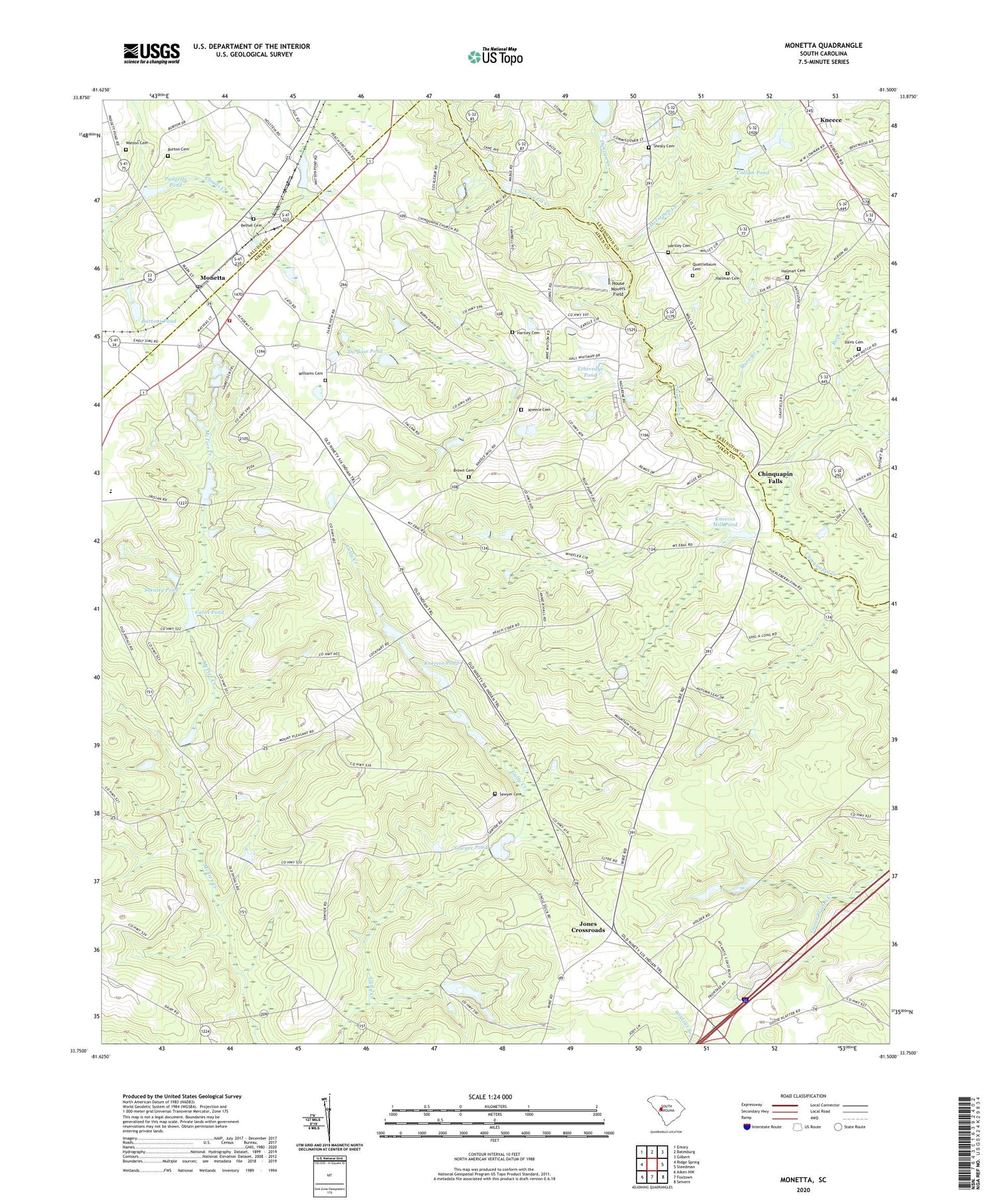 Monetta South Carolina US Topo Map Image