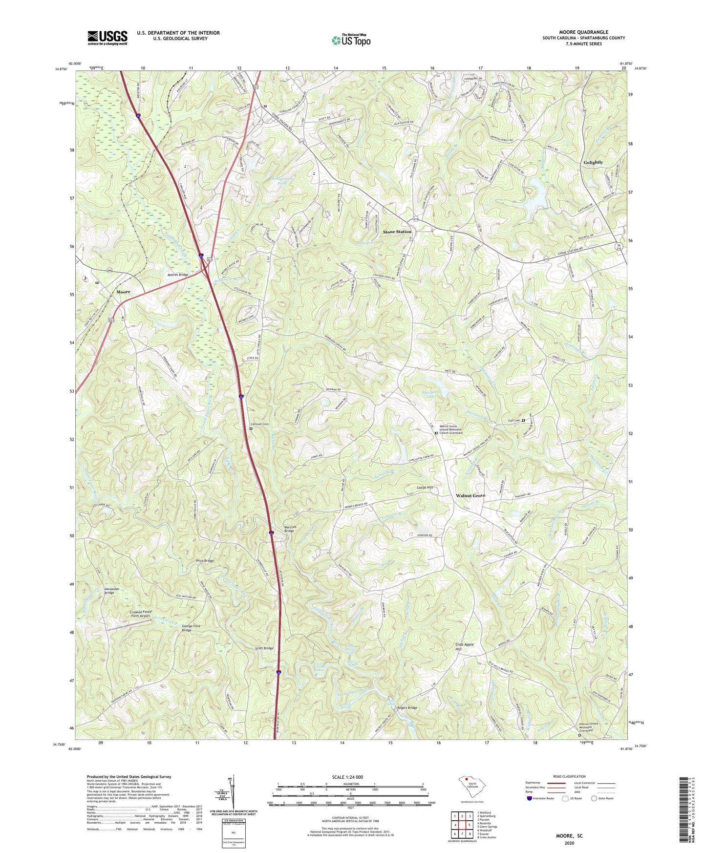 Moore South Carolina US Topo Map Image