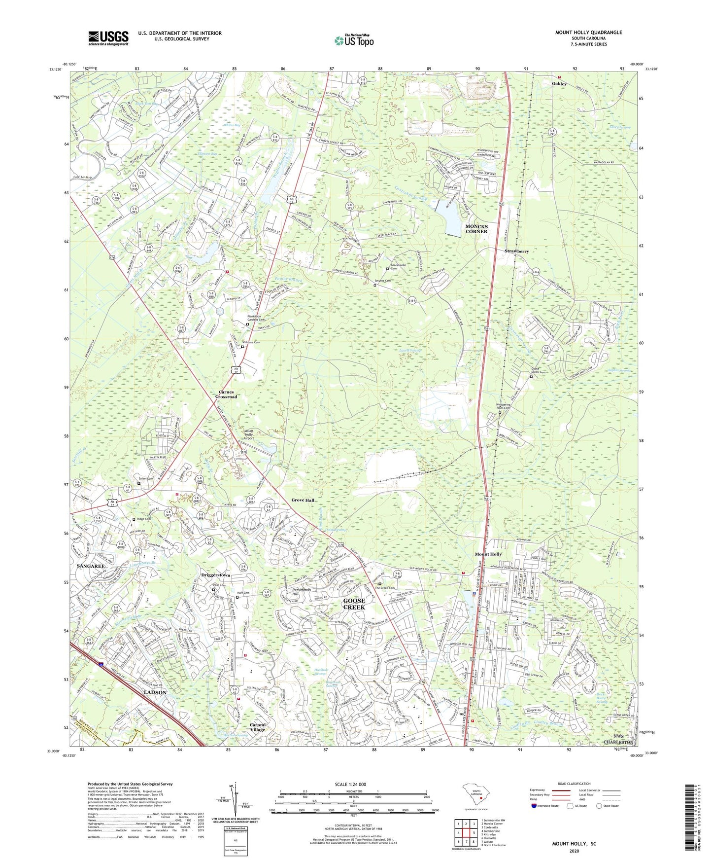 Mount Holly South Carolina US Topo Map Image