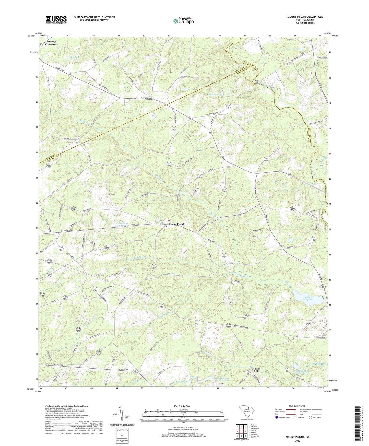 Mount Pisgah South Carolina US Topo Map Image