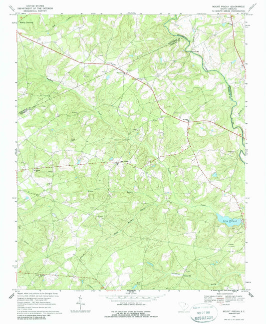 Classic USGS Mount Pisgah South Carolina 7.5'x7.5' Topo Map Image