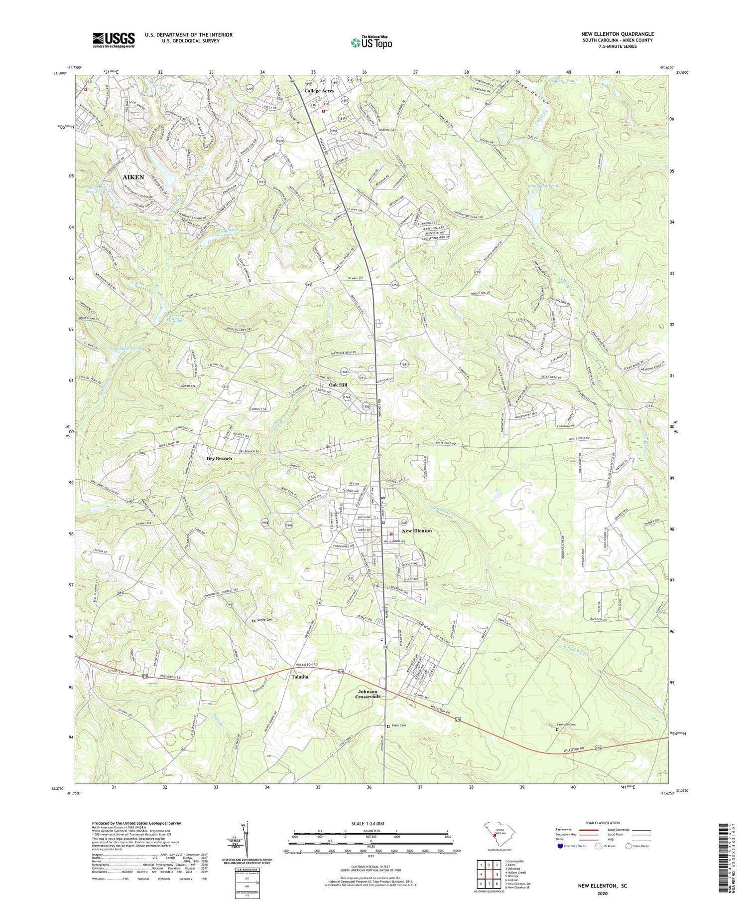 New Ellenton South Carolina US Topo Map Image