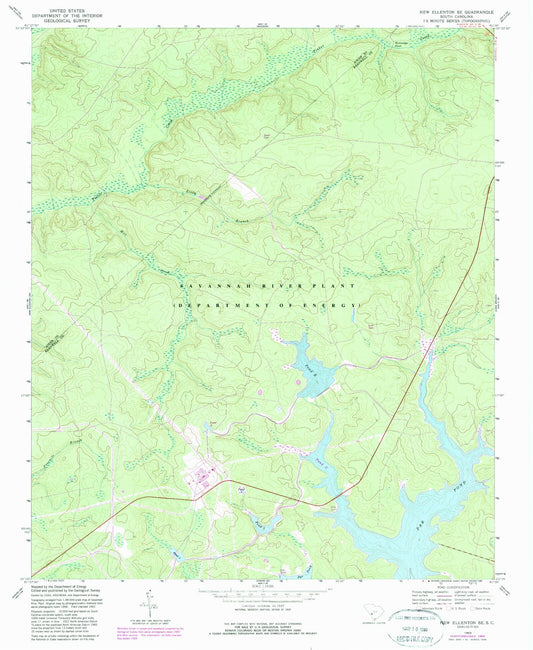 Classic USGS New Ellenton SE South Carolina 7.5'x7.5' Topo Map Image