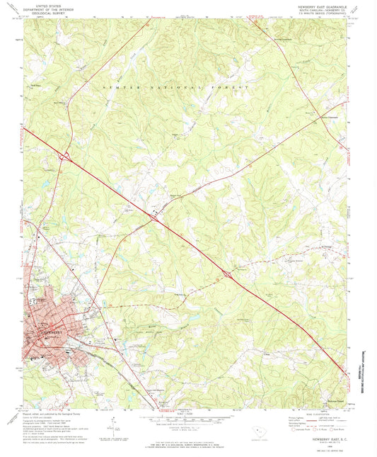 Classic USGS Newberry East South Carolina 7.5'x7.5' Topo Map Image