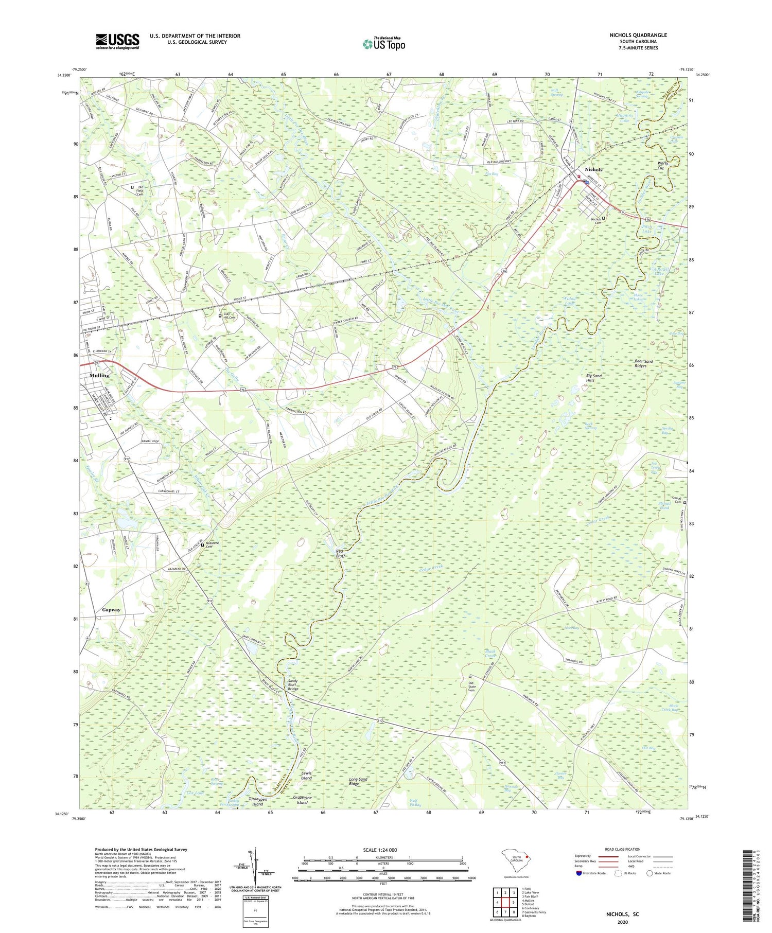 Nichols South Carolina US Topo Map Image