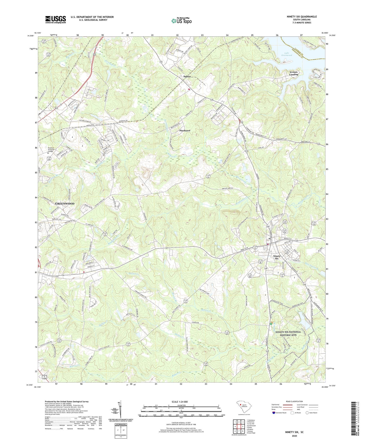 Ninety Six South Carolina US Topo Map Image