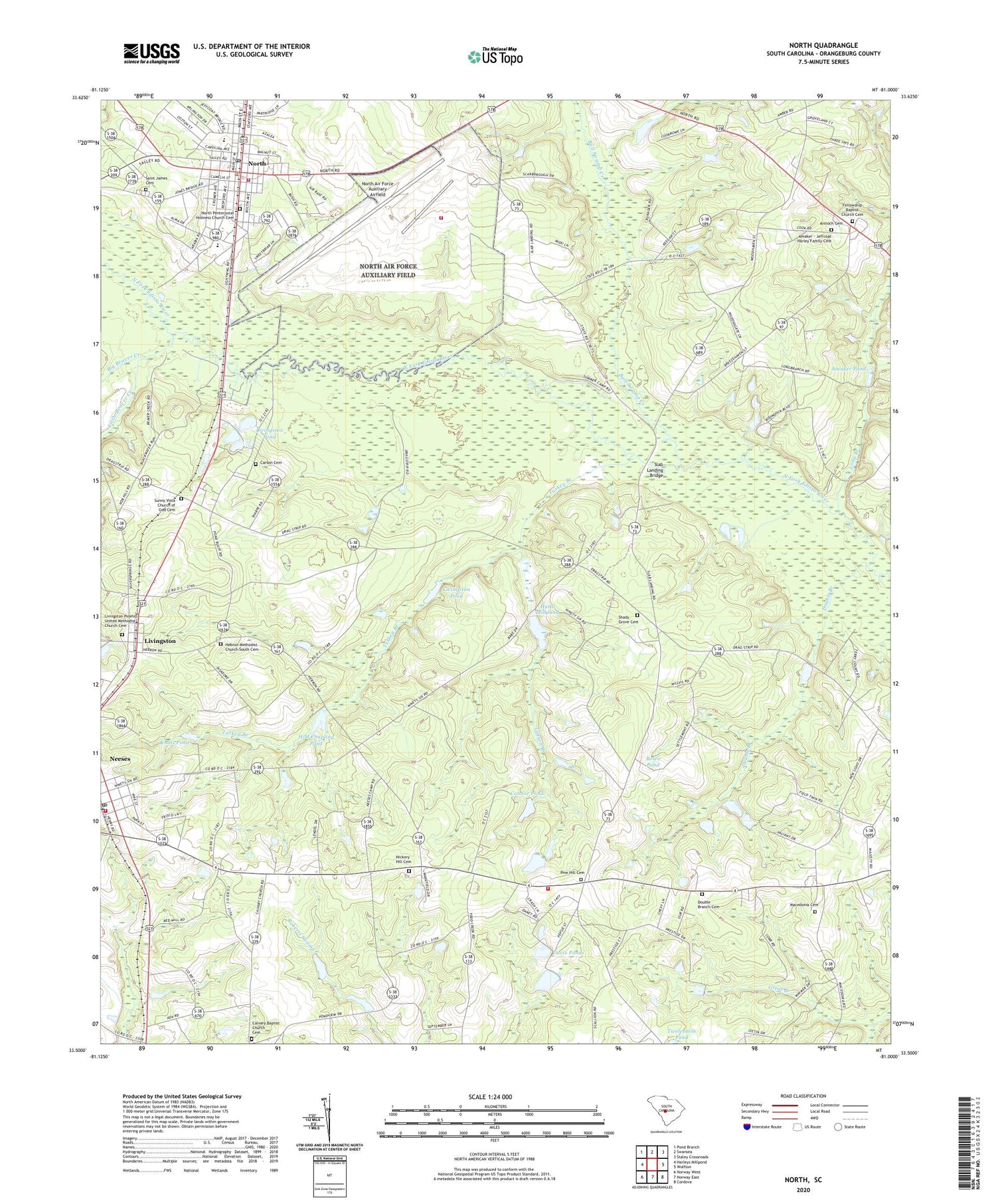 North South Carolina US Topo Map Image
