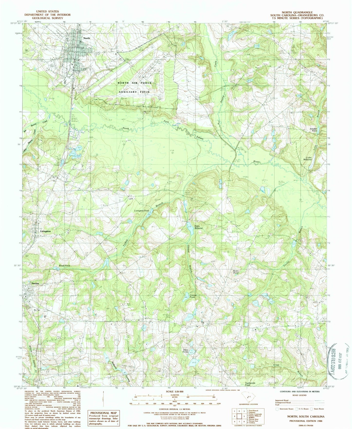 Classic USGS North South Carolina 7.5'x7.5' Topo Map Image