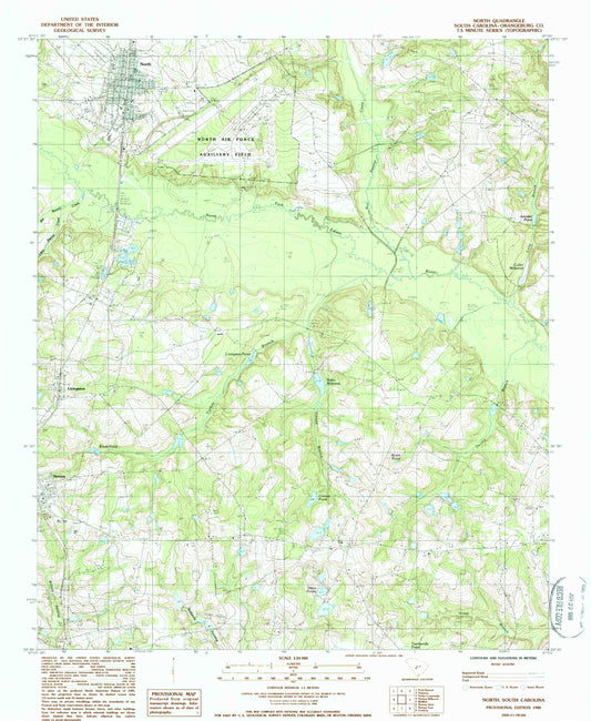 Classic USGS North South Carolina 7.5'x7.5' Topo Map Image