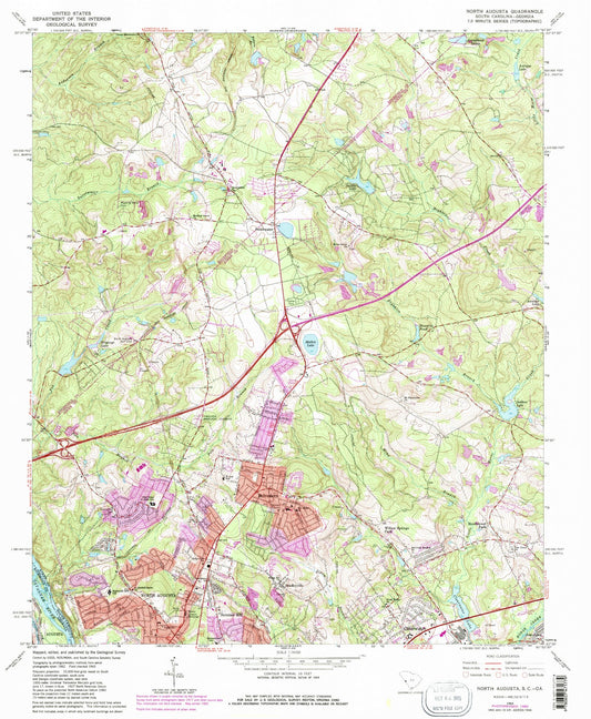 Classic USGS North Augusta South Carolina 7.5'x7.5' Topo Map Image