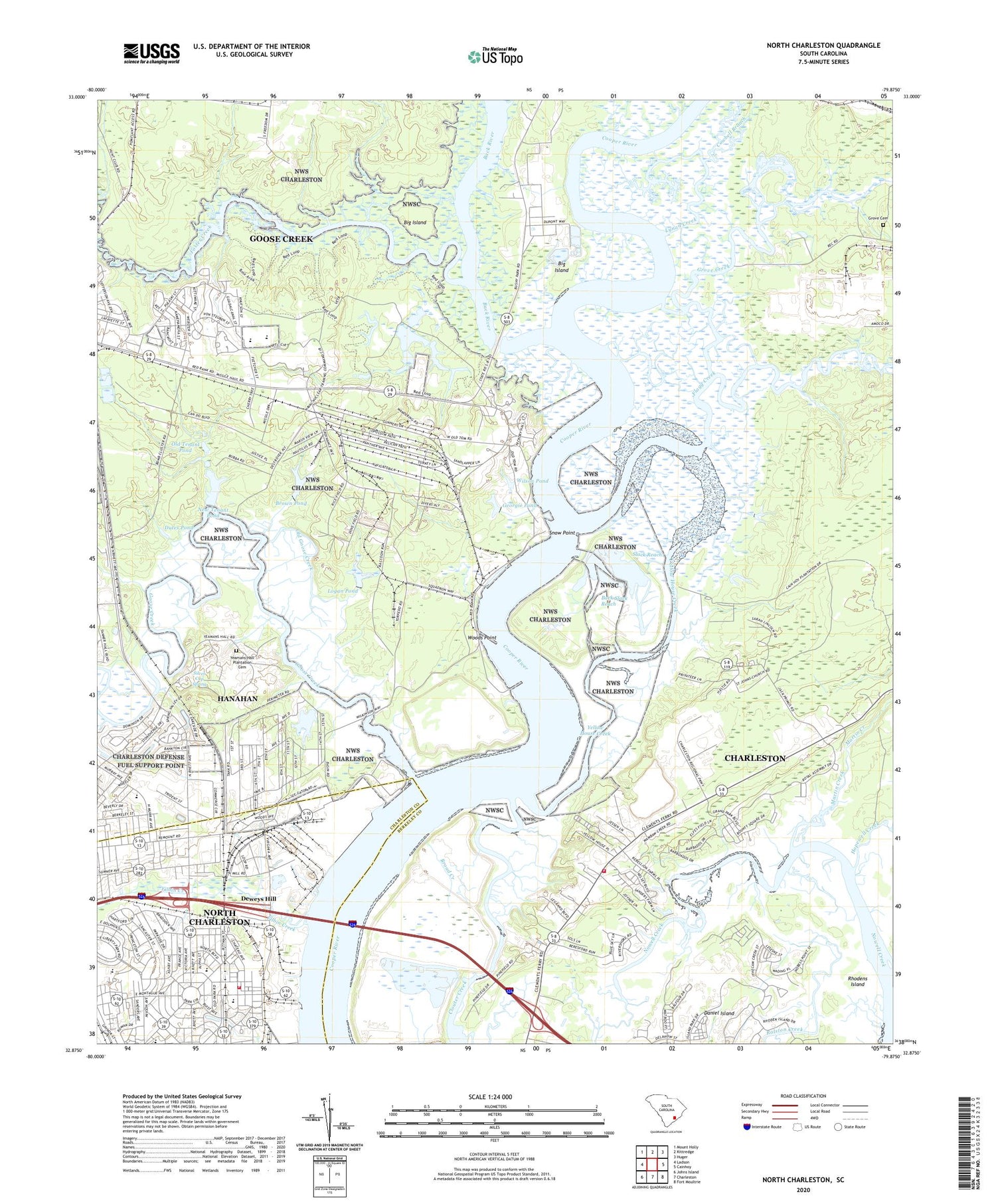 North Charleston South Carolina US Topo Map Image