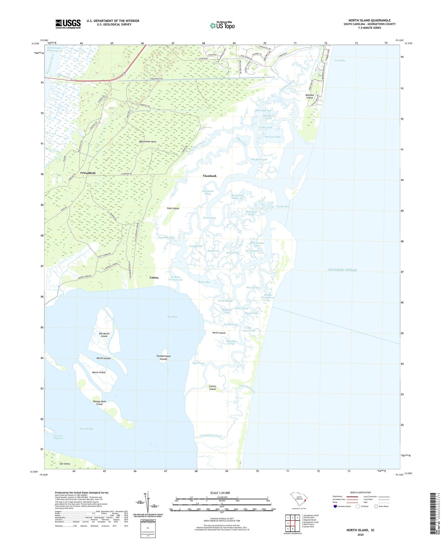 North Island South Carolina US Topo Map Image